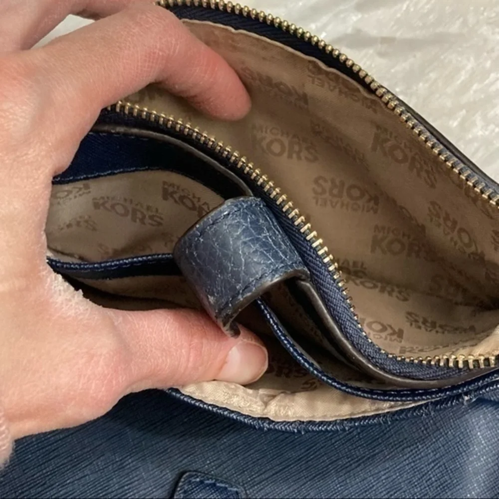 Michael kors blue leather wallet